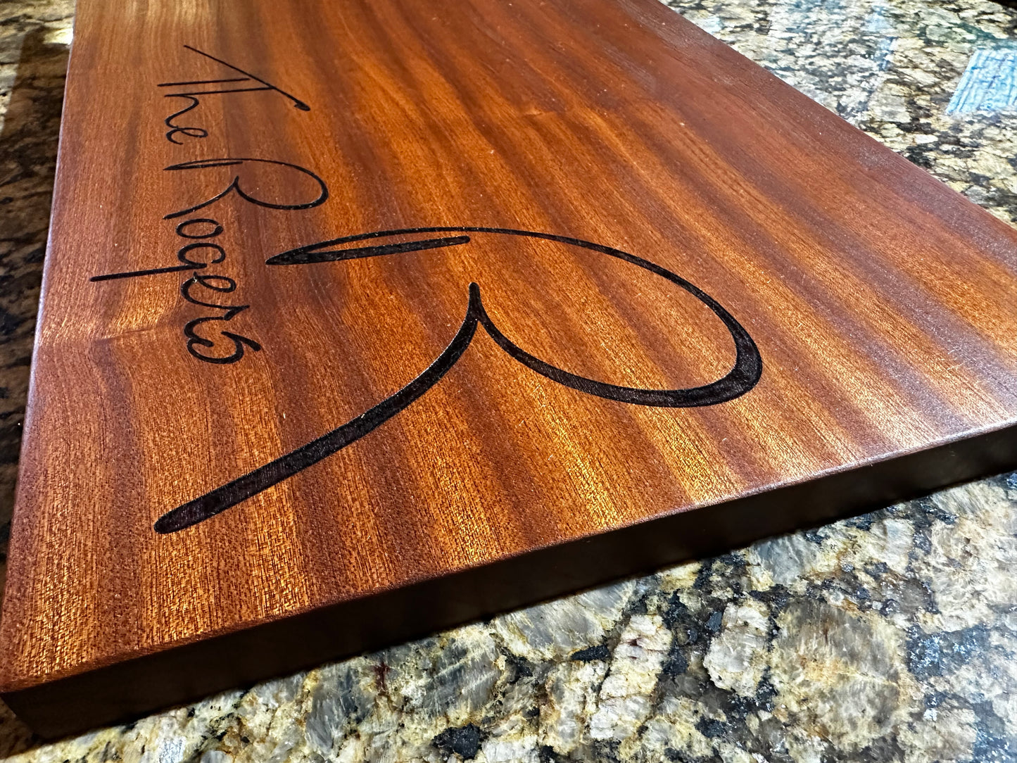 Custom 16" x 12" Sapele Charcuterie Board - Cutting Board - Serving Board