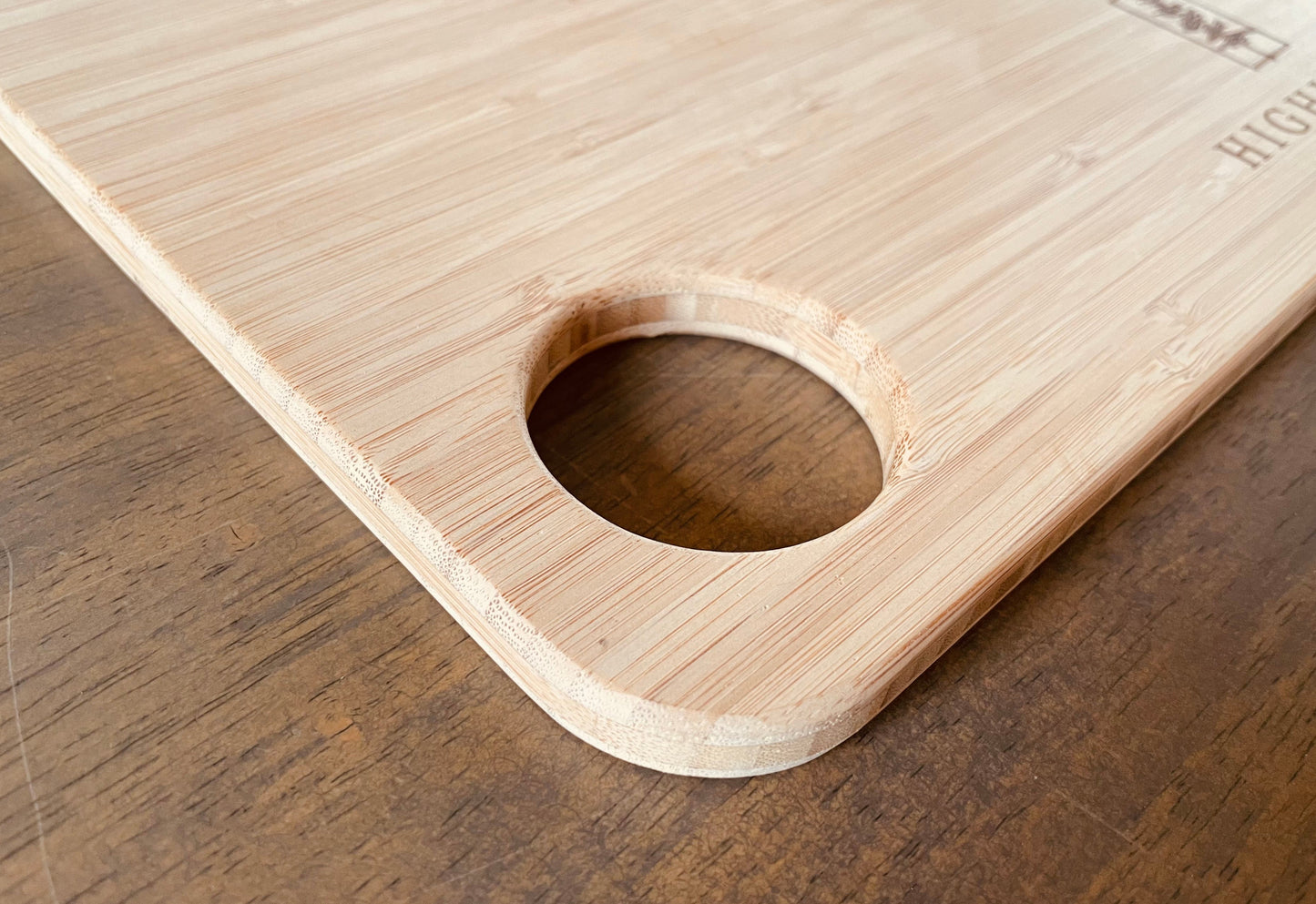 Custom 13.5" x 8.5" Custom Rectangle Bamboo Charcuterie Board w/hole - Cutting Board - Serving Board